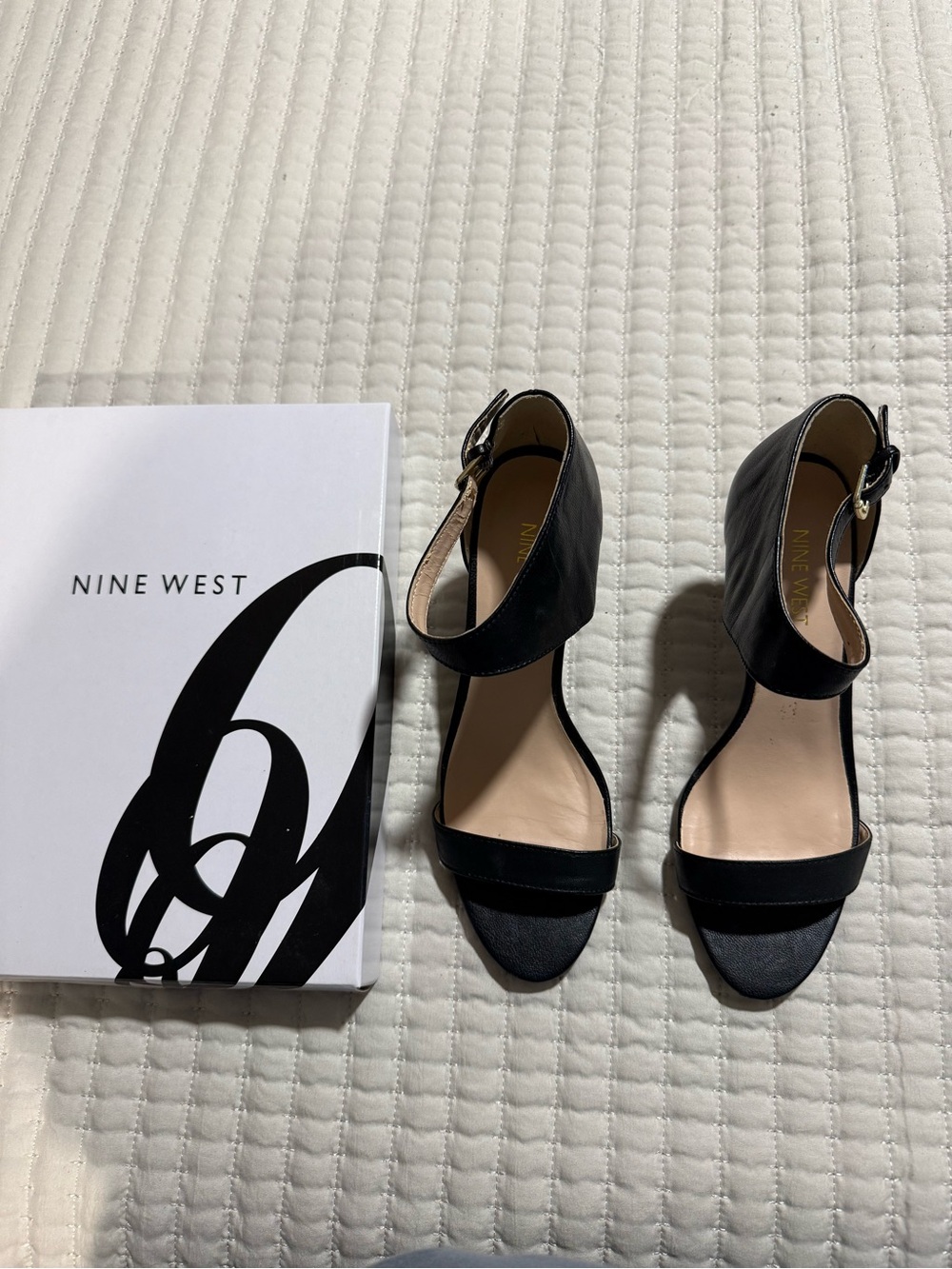 Nine West Black Open-Toe Ankle-Strap Heels